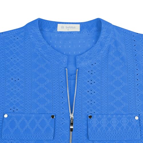 Bulotus Sleeveless Tunic Tops for Women, Women's V-Neck Casual Tunic Tank Tops to Wear with Leggings Zipper Loose Fit Blouse Shirt, Orange, Small