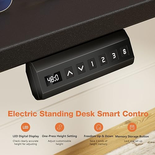 Sweetcrispy Electric Adjustable Height Standing Desk - 40 x 24 inch Sit to Stand Up Desk with Splice Board, Rising Home Office Computer Table with 2 Hook and Wire Hole for Work