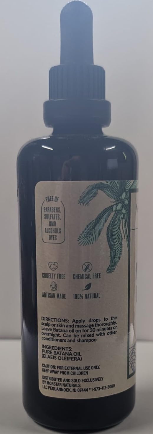 Morstar Raw Batana Oil for Hair Growth: 100% Pure - Dr. Sebi Batana Oil from Honduras Unrefined Promotes Hair thickness for Men & Women 3.4 OZ