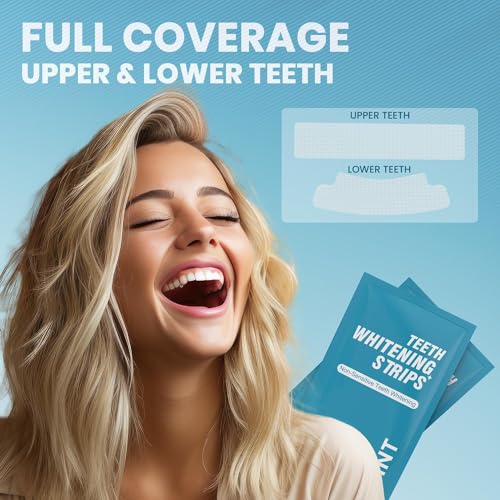 Teeth Whitening Strips for Sensitive White: 28 Pcs Whitener Safe Whitestrip, Enamel Natural Whiten Strip, 30 Minutes Fast-Result Whitened Products for Home Travel Work, 14 Treatments, Mint