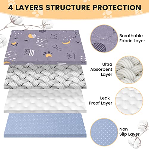 UPSKY Washable Pee Pads for Dogs 4 Pack 18” x 24” Reusable Puppy Pads Waterproof Pet Training Pads, Non-Slip Dog Mats Fast Absorbent Whelping Pads for Playpen, Potty, Crate, Bed