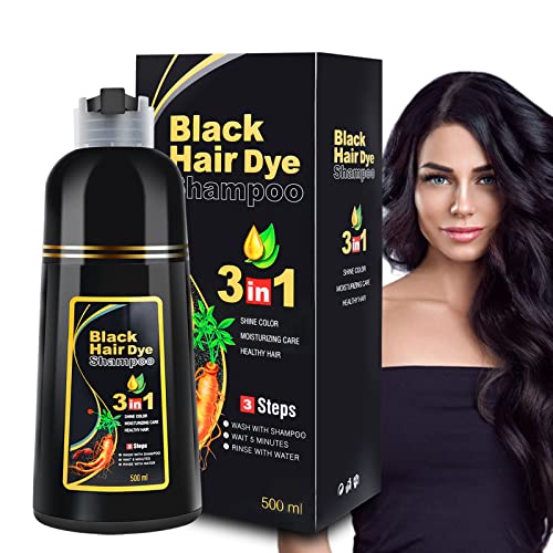 Black Hair Dye Shampoo 3 in 1 for Gray Hair Coverage Hair Dye Champu Para Canas Hair Color Shampoo for Men and Women Herbal Hair Dye Shampoo