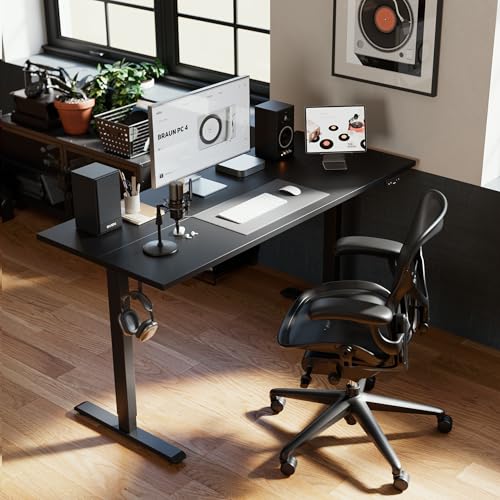Agilestic Electric Standing Desk, Large 63 x 24 Inches Height Adjustable Desk, Sit Stand up Desk for Work Office Home, Splice Board, Black