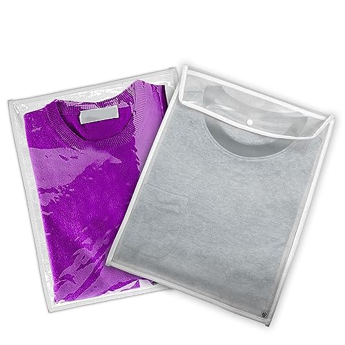 The Clothing Doctor Breathable Cashmere Sweater Storage Bag, Convenient Snap With Flap Closure, Clear Window For Easy Identification, 14.5"x18.4", Pack Of 6, White