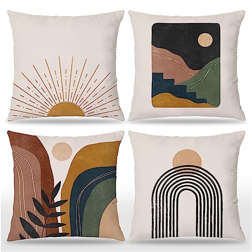 Udinaz Boho Decorative Pillow Covers 18 x 18 Set of 4- Boho Decor for Living Room Bedroom Home,Boho Pillow Cases,Boho Pillow Shams,Decorative Pillows for Couch Boho
