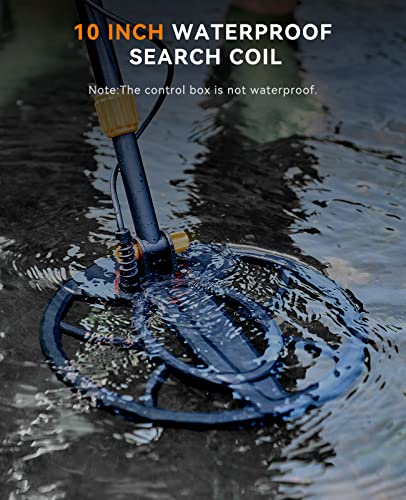 SUNPOW Metal Detector for Adults, Professional Waterproof High Accuracy Metal Detector, 10'' Detection Depth, Pinpoint & Disc & Notch & All Metal & Volume Modes, Strong Anti-Interference-GC-1083