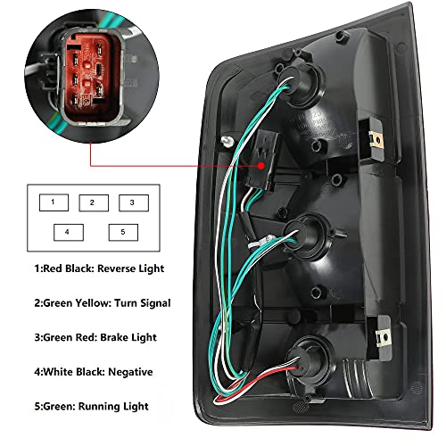 HECASA Tail Light Assembly w/Halogen Bulb Compatible with 2002-2006 Dodge Ram 1500/2003-2006 Dodge Ram 2500 3500 Tail Lamp Signal Brake Lamp Replacement for CH2801147 CH2800147 Pair&Dark Red