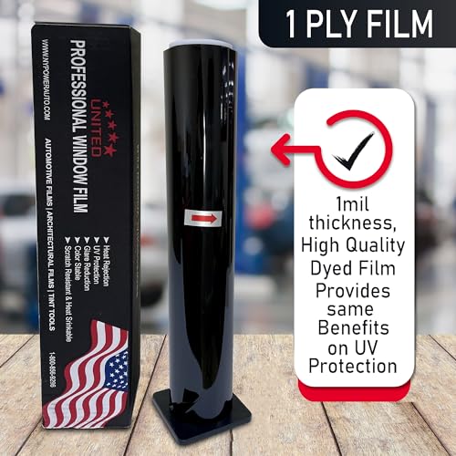United Window Tint Universal Black 5% VLT 20" in x 100'Ft x3Rolls Standard Dyed 1Ply Film Black Color - Privacy Tint for Car, Home, Blocks UV/IR Rays, Reduce Heat & Glare (3Rolls of 5% 20Inch)
