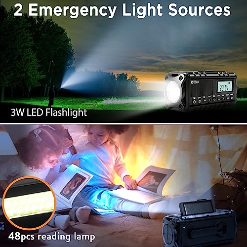 10000mAh/37000mWh Emergency Hand Crank Radio,AM FM NOAA Weather Alert Radio, Digital Display,3 Ways Powered Hand Crank,Solar Radio with Type-C Charger,Flashlight,Reading Lamp,Headphone Jack,SOS Alarm