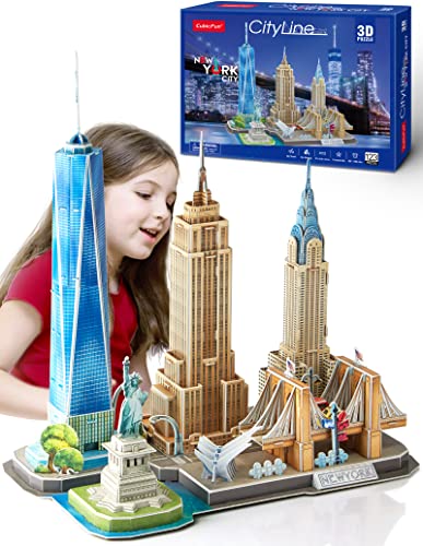 CubicFun 3D Puzzle - Puzzles for Kids Ages 8-10 New York City STEM Projects Arts and Crafts for Kids Ages 8-12 - Toys for Girls 8-10 - 8 Year Old Girl Easter Gift for Kids 8-12