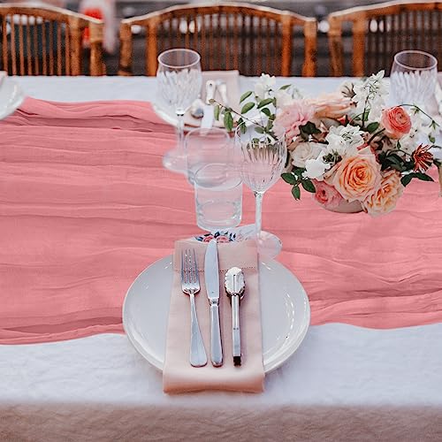 12 Pack Cheesecloth Table Runner, Runner Gauze Boho Wedding Decor Romantic Table Runner for Wedding Birthday Party(35" x 118")(Ginger)