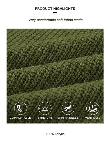 MEROKEETY Women's 2024 Long Sleeve Chunky Knit Sweaters 1/4 Zip Polo V Neck Casual Pullover Tops,Dustyblue,M