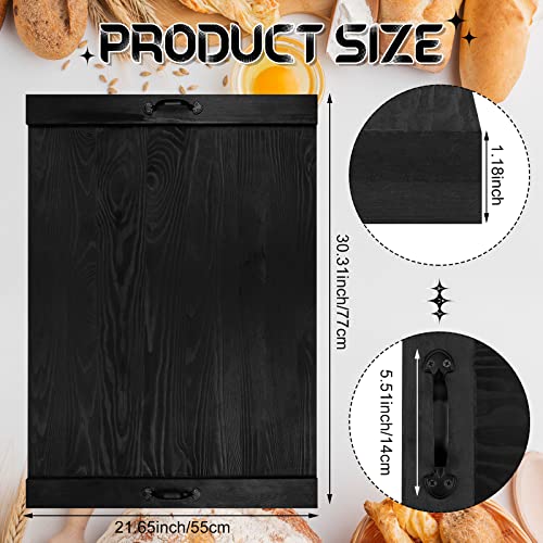 Chunful Stove Top Cover Board 30 x 22 Inch Rustic Wood Noodle Board Gas Electric Stove Cover with Handles for Gas Burners Kitchen Counter(Black)