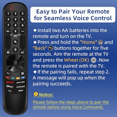 for LG TV Remote Replacement, for All 2019-2023 LG Remote Control for LG Smart TVs, for LG Magic Remote MR22/23GA with Voice and Pointer Function. for LG TV ThinQ OLED WebOS UHD 4K. 1-Year Warranty.
