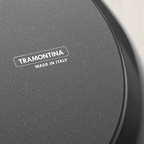 Tramontina Gourmet Ceramica Deluxe Aluminum Deep Skillet with Lid, Non Stick Frying Pan with Ceramic Interior, 11-inch, Metallic Black, Made in Italy