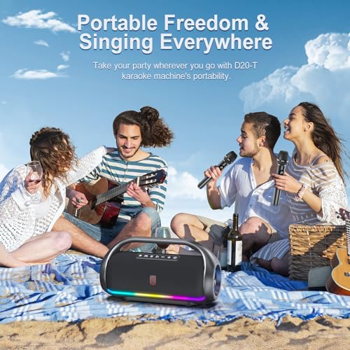 HWWR Portable Bluetooth Speaker Wireless Outdoor: IPX5 Waterproof Bluetooth Speaker with Powerful Bass & LED Lights, 60W Loud Stereo Speaker for Home Party, Beach, Camping, Support USB/TF Card/AUX/TWS