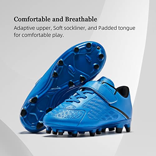 LIGVIV Kids Soccer Cleats Boys Girls - Toddler/Little Kid/Big Kid (Black Blue, Toddler, Numeric_8, Numeric, us_Footwear_Size_System, Medium)