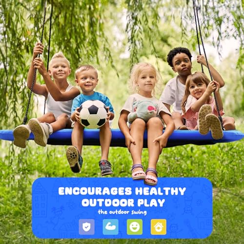 Trekassy 700lb Giant 60" Skycurve Platform Tree Swing for Kids and Adults with 2 Hanging Straps-Blue