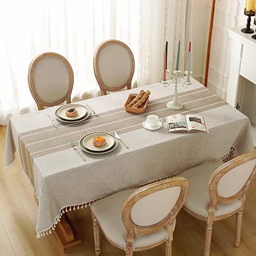 Laolitou Waterproof Tablecloths Rustic Tablecloth Cotton Linen Grey Table Cloths for Kitchen Dining,Party,Holiday,Christmas,Buffet,55"x55", 4 Seats