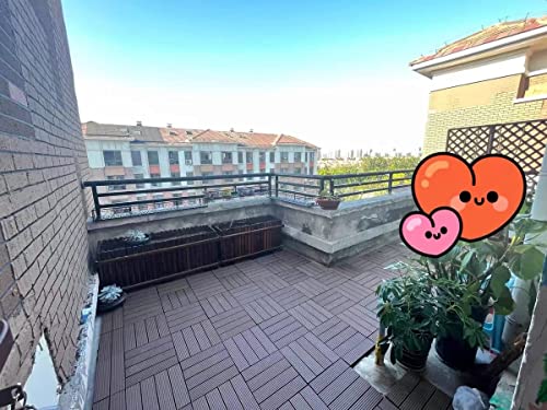 30 sq. ft Wood Plastic Composite Patio Deck Tiles,12”x12” Interlocking 30 Pack Waterproof Outdoor Flooring Decking Tiles (Coffee)