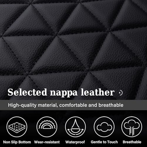 Coverado Car Seat Covers Compatible with Dodge Ram 2002-2025 1500 2500 3500 Pickup Limited Laramie Big Horn Waterproof Leather Seat Protectors Fit for Dodge Ram Crew Cab& Quad Cab(2PCS, Black)