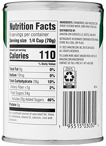 Amazon Fresh, Regular Jellied Cranberry Sauce, 14 Oz