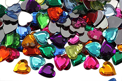 Allstarco 15mm Flat Back Heart Acrylic Rhinestones Plastic Gems Plastic Costume Jewels Embelishments - 40 Pieces (Orange Hyacinth)