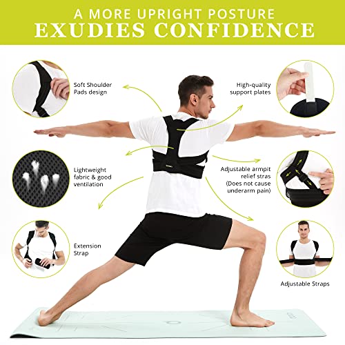 Posture Corrector for Men and Women, Adjustable Upper Back Brace, Muscle Memory Support Straightener, Providing Pain Relief from Neck, Shoulder, and Upper and Lower Back, Large-X Large(37''-47'')