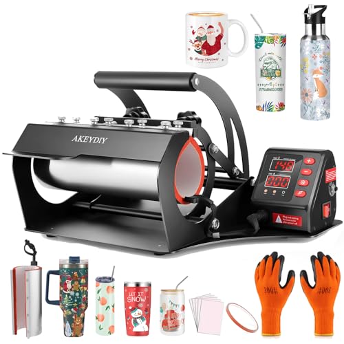 Upgraded 8 in 1 Heat Press Machine 12x15 Inch Heat Transfer Machine w/Tumbler Press 360-Degree Swing Away Multifunction Digital Sublimation Heat Press for T Shirt Mug Hat Plate for Commercial Home