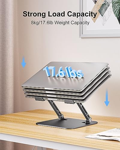 JUANWE Adjustable Laptop Stand, Aluminum Portable Laptop Riser Holder, Ergonomic Foldable Notebook Stand with Heat-Vent, Compatible for MacBook Pro, ASUS, Acer, Dell, HP (10-16'')