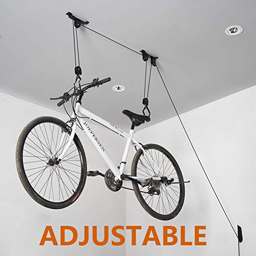 Wallmaster Bike Ceiling Mount Lift Hanger Metal Storage Rack for Garage Indoor 1 Pack Black