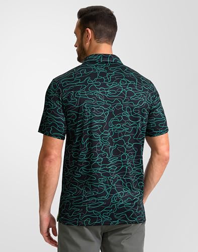 Obla Mens Golf Polo Shirts Short Sleeve Dry Fit Performance Moisture Wicking Casual Print Collared Golf Shirts for Men(White Pink Geometry_M)