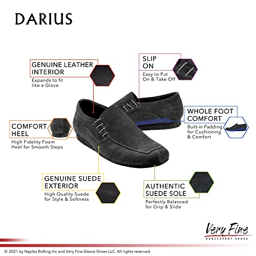 Very Fine Mens Darius Black Suede Ballroom Waltz Latin Salsa Rhythm Slipon Dance Shoe M 6.5