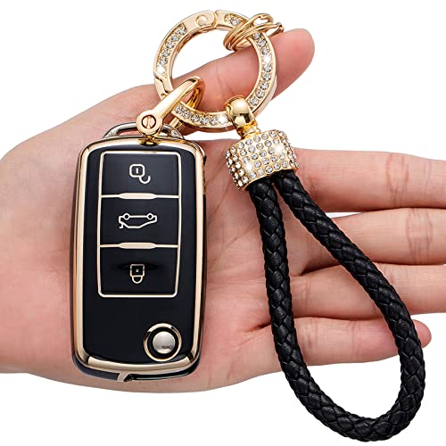 LCXJMWKL for VW Volkswagen Key Fob Cover, Compatible with VW Jetta Beetle Tiguan Passat Golf MK6 Polo