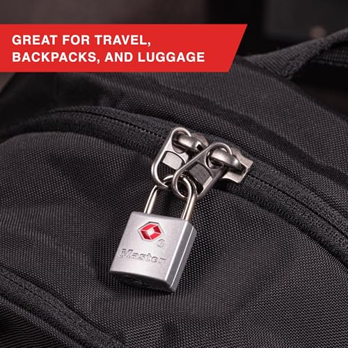 Master Lock TSA-Accepted Luggage Lock, 7/8 in. Wide, 4683Q (Pack of 4) Keyed Padlock, 4 Pack, Brass