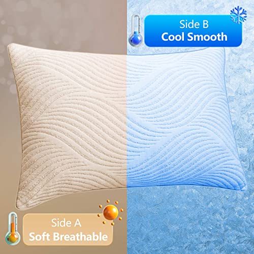 Smilereve Pillows Standard Size Set of 2 Cooling Memory Foam Pillows for Sleeping Adjustable Firm Pillow for Back and Side Sleeper