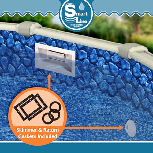 Smartline 33 ft Round Swimming Pool Liner | Boulder Swirl | Overlap Style | 48-52 Inch Wall Height | 25 Gauge Vinyl | for Steel Sided Above Ground Pools | Gasket Kit Included