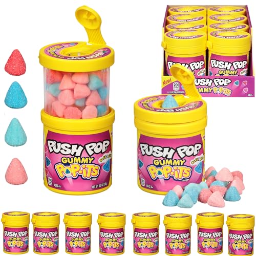 Push Pop Pop-Its Candy Gummies, 8 Ct Individually Wrapped Gummies in Assorted Fruity Flavors, Full Size Fun Chewy Candy For Party Favors, Birthday Parties, Goodie Bags, Fun Gifts For Kids