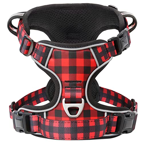 Timos Dog Harness, 3 Snap Buckles No-Pull Soft Padded Dog Vest with 2 Metal Leash Clips, Adjustable Reflective No Choke Pet Harness with Easy Control Handle for Small Dogs,Pale Pink,S