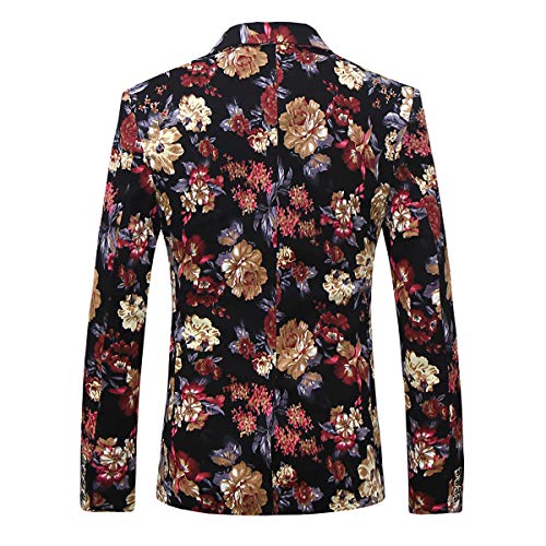 Mens 2 Piece Suit Notched Lapel Floral 1 Button Slim Fit Prom Tweed Suit (K1, X-Small)