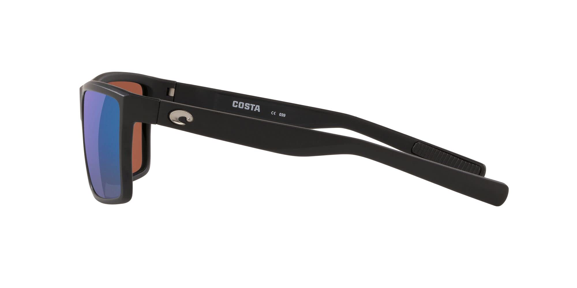 Costa Del Mar Mens Rinconcito Rectangular Sunglasses, Matte Black/Green Mirrored Polarized-580G, 60 mm