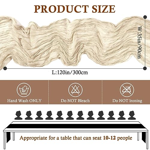 BESBESME 10 Pieces Cheese Cloth Table Runner,Large Gauze Mustard Yellow Table Runner 10ft Cheesecloth Table Cloth for Wedding Party Bridal Shower Boho Table Decor 35x120 Inch