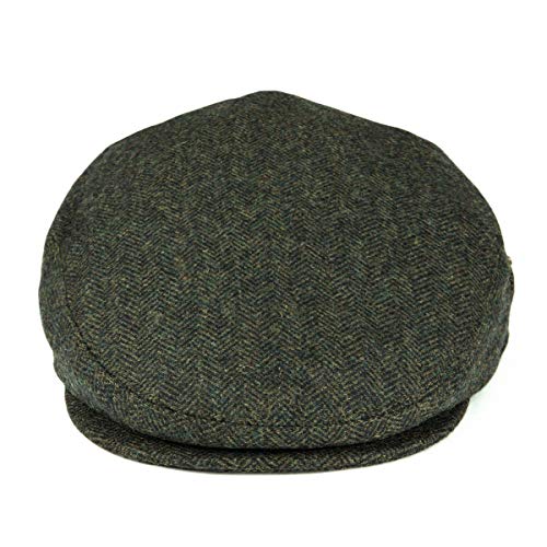 VOBOOM Men's Herringbone Flat Ivy Newsboy Hat Wool Blend Gatsby Cabbie Cap (Army Green, 7 1/8)