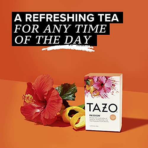 TAZO Passion Herbal Tea Bags, Iced or Hot, Caffeine-Free, 20 Total Tea Bags