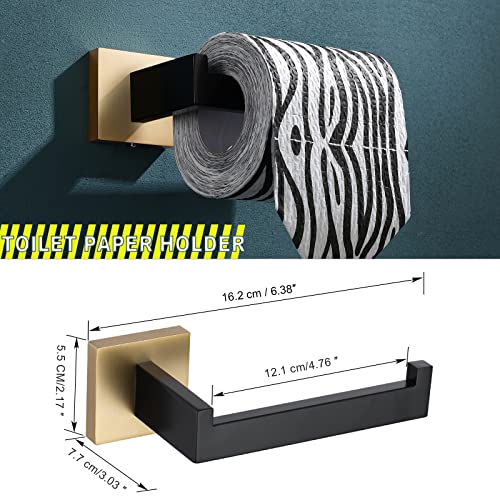 Bathroom Towel Bar Holder Sets Black and Gold 4-Piece Bathroom Hardware Set Stainless Steel Bath Accessories Kit. Wall Mounted,23.6 Inch