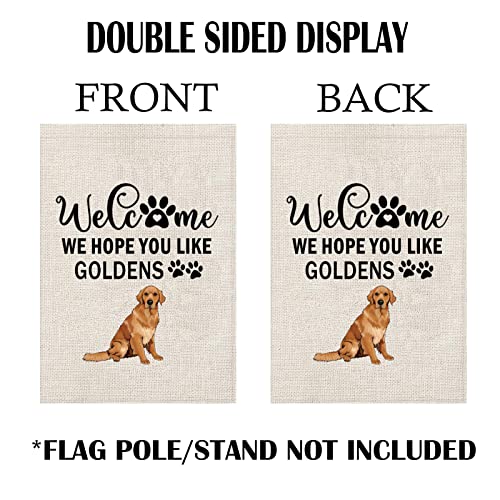 Golden Retriever Garden Flag Welcome We Hope You Like Goldens Garden Flag Golden Retriever Gift (Golden Retriever F)