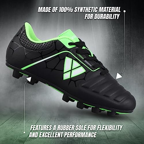 Vizari Catalina Firm Ground Soccer Shoes for Kids | Durable Football Shoes for Boys & Girls | Lightweight, Wide & Comfortable Soccer Cleats with Padded Heel, & Rubber Outsole for Outdoor Play