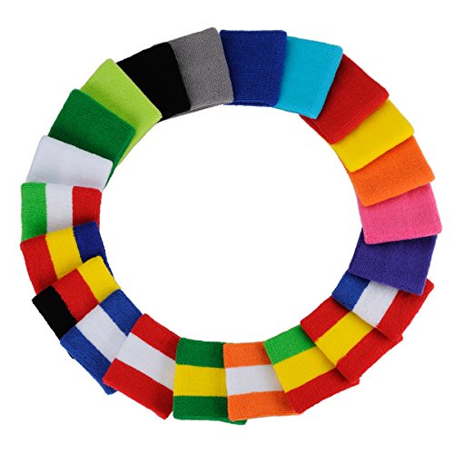 ONUPGO Sweatband Set Sports Headband Wrist Striped Sweatbands Terry Cloth Wristband Athletic Exercise Basketball Wrist Sweatband and Headbands Moisture Wicking Sweat Absorbing Head Band