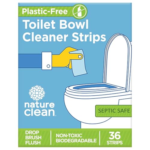 Nature Clean Non-Toxic Toilet Bowl Cleaners Strips 36 count, Plastic-Free Packaging, Natural Toilet Cleaner Septic Safe, Refresh Toilets & Bathroom. No Splash