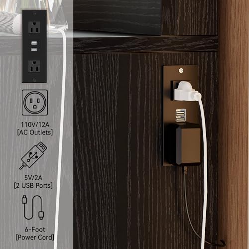IRONCK Vanity Makeup Desk Set with LED Lighted Mirror & Power Outlet, 7 Drawers Bedroom Vanities Table with Stool,Black